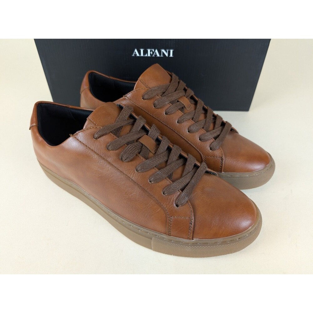 Alfani Shoes Mens 9 M Grayson Lace Up Sneakers Brown Low Top Casual NEW - Picture 2 of 9